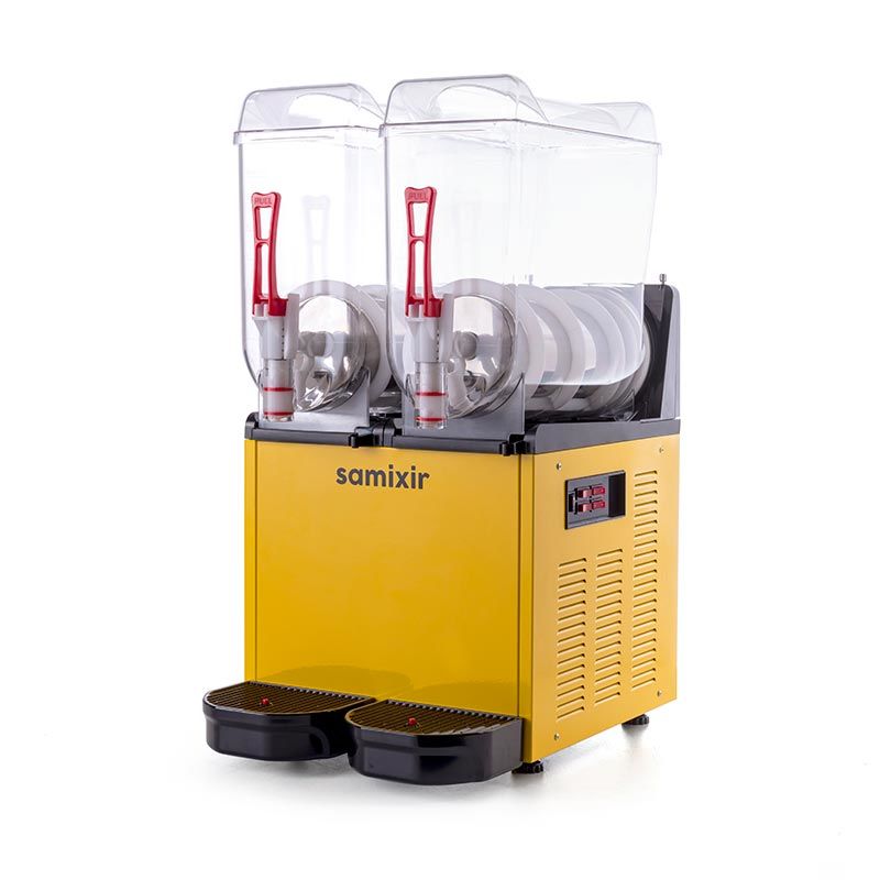 Samixir SLUSH24.Y Twin Ice Slush Granita Milkshake ve Soğuk Meyve Suyu Dispenseri, 12+12 L, Sarı