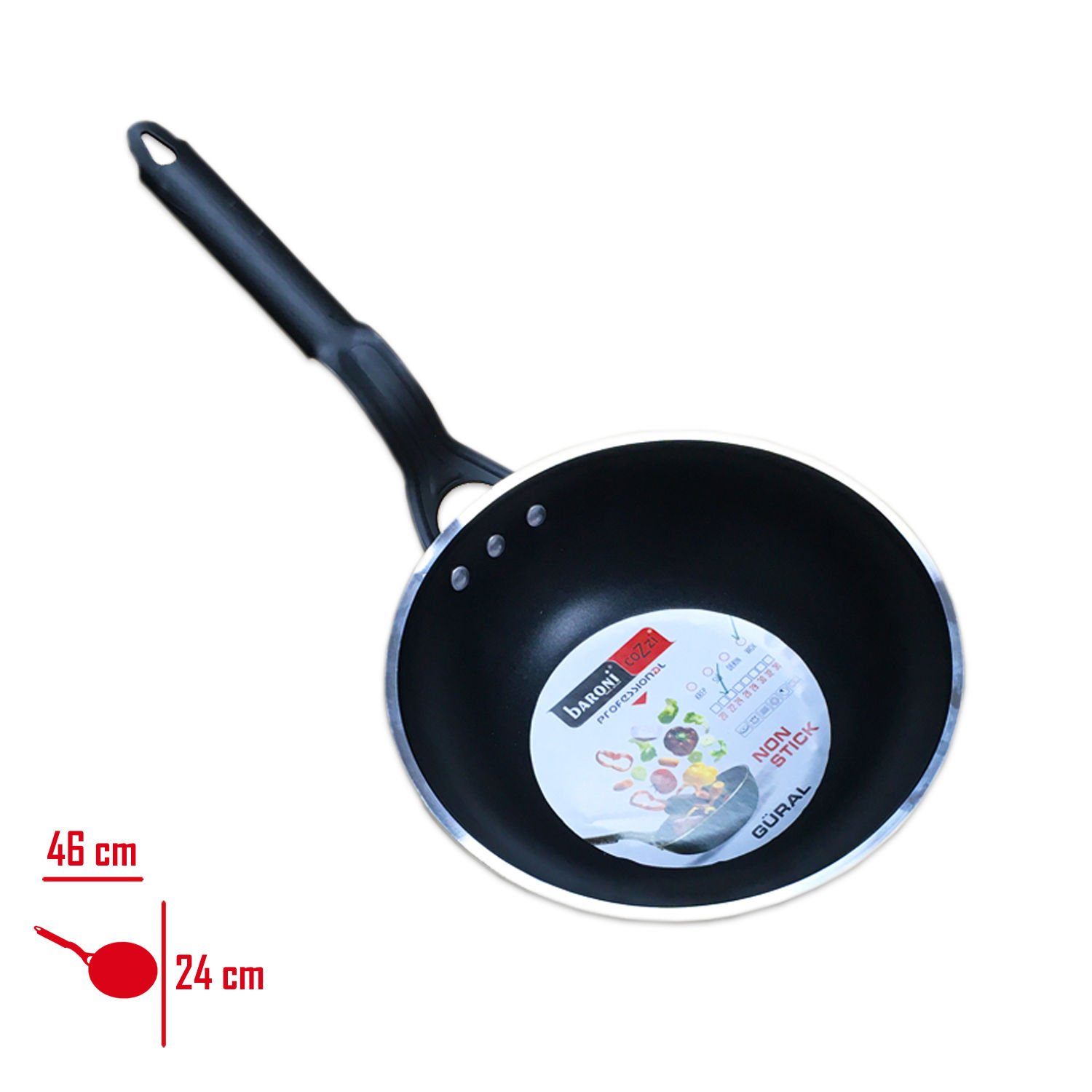 Baroni Wok Tava 24 Cm